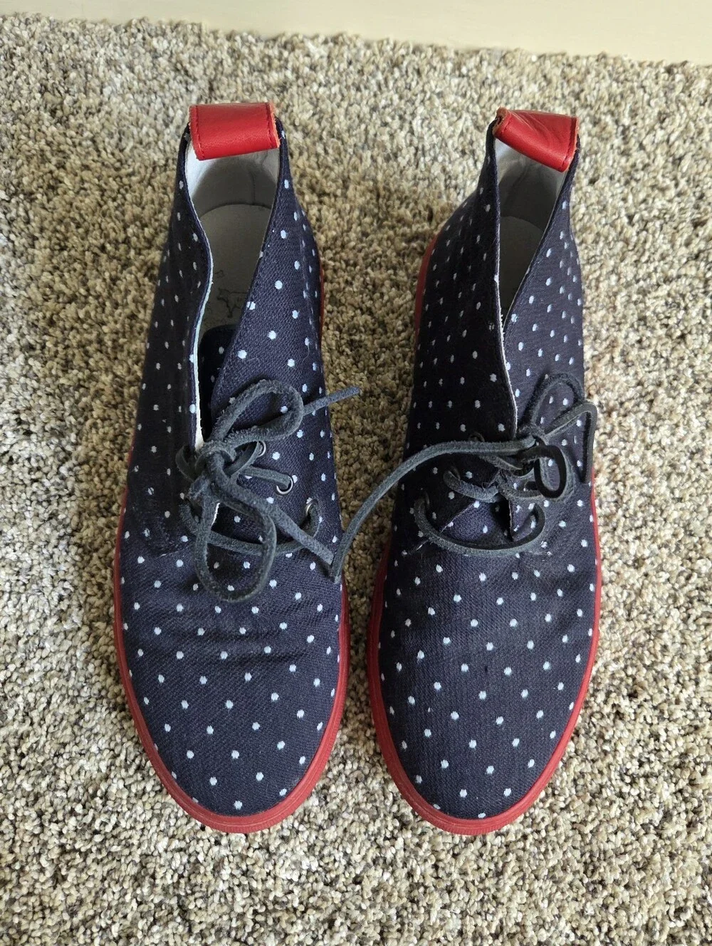 Del Toro Men's Alto Sunbrella‎ Leather Dot High Top Italy Chukka Sneakers Size 9